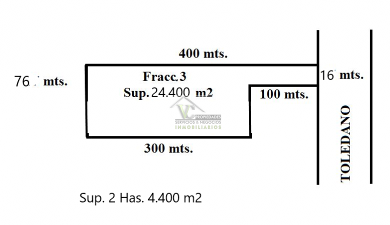 Terreno o lote 2,4 has o 24.000 m2 en la calle el TOLEDANO las Paredes.