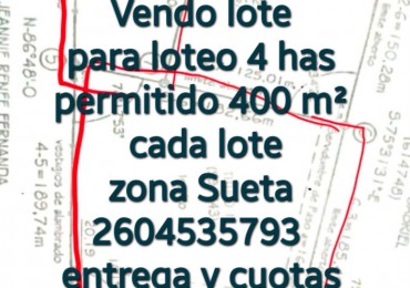 ¡EXCELENTE OPORTUNIDAD DE INVERSION EN SAN RAFAEL! Se venden 4 hectareas ideales para loteo.